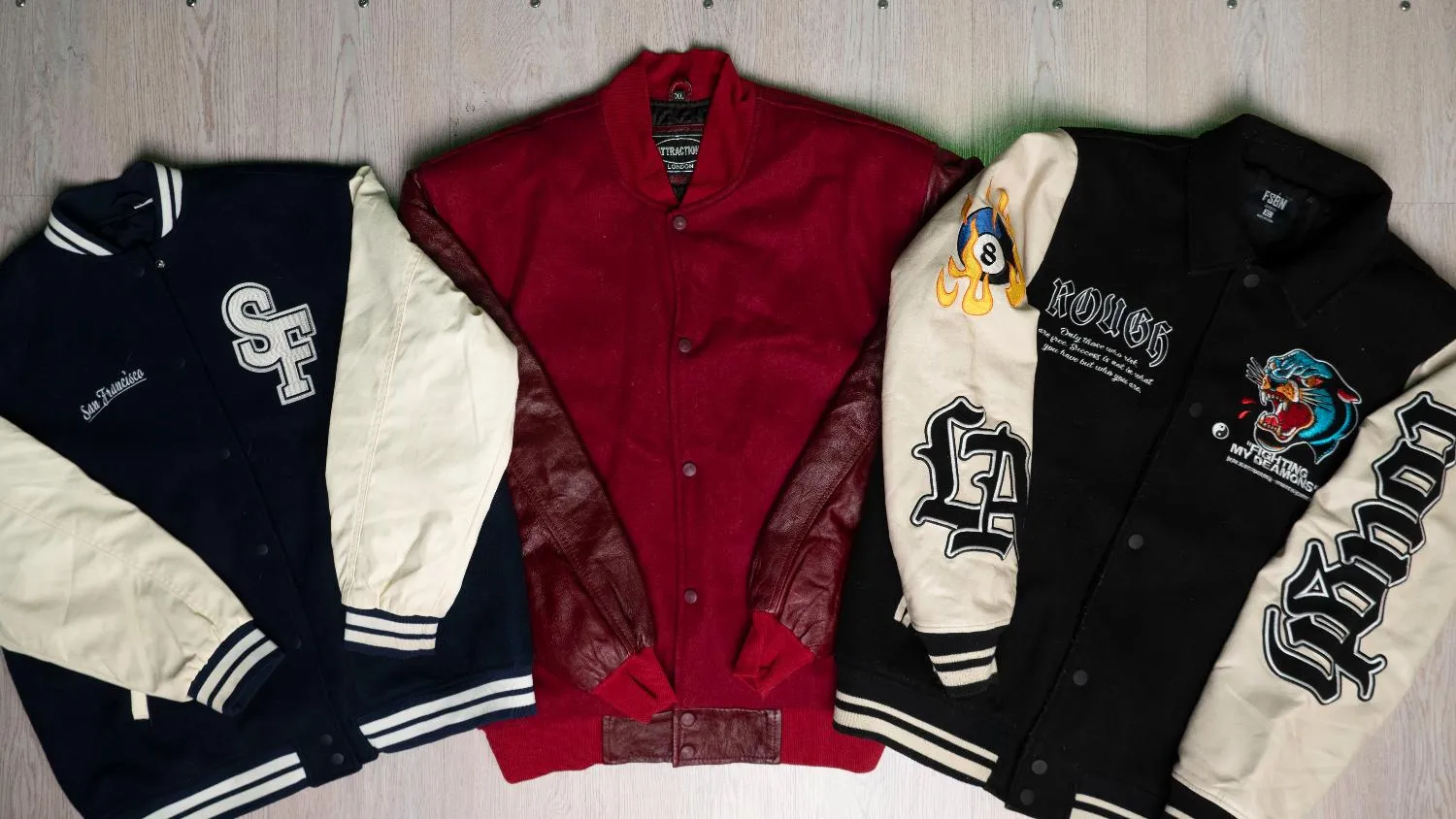 MWC01 Baseball jackets leather sleeve